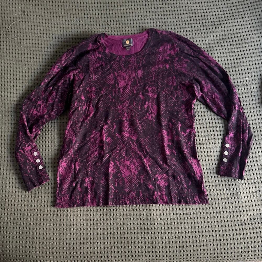 Purple and black snakeskin print 3/4 sleeve top